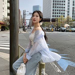 1000장 돌파✨ [살안타템] 하이렌 요루 펜던트 루즈핏 텐셀 시스루 셔츠 텐셀시스루셔츠 루즈핏셔츠 여름셔츠 여리핏 레이어드룩 꾸안꾸룩 bs8105