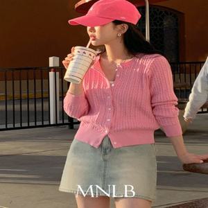 [단독] [????시즌오프] [당일발송/1만장돌파][니트가디건/코튼니트][MNLB] 클래식 코튼 케이블 라운드넥 크롭 가디건 (S/M)