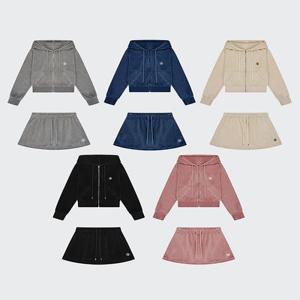 [SET] 벨루어 트레이닝 후드집업 스커트 셋업