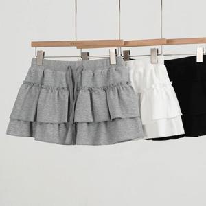 [4컬러/속바지] 프릴 코튼 밴딩 트레이닝 캉캉 스커트 속바지내장 미니스커트 플레어 속바지 면스커트 데일리룩 꾸안꾸 밴딩치마