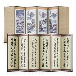 남원목기 미니멀 옥비단 추사 산수화 6폭병풍, 1개