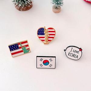 올패턴 태극기 미국 한국 국기 금속 뱃지