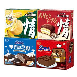 해태 오예스 360g+쿠키앤크림 360g+오리온 초코파이 468g+바나나 444g(총4개)