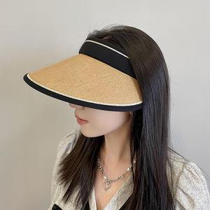 휴대용 챙넓은 와이드 여성 여자 돌돌이 라탄 밀짚 여름 휴양지 썬캡 썬바이저 챙모자 창모자