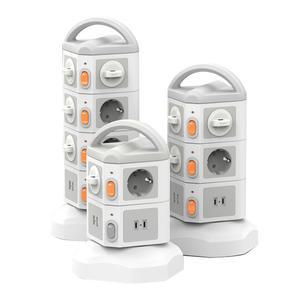 Soopii 4000W고용량 10구 14구 18구 USB 멀티탭 디자인 캠핑 타워 안전 멀티콘센트 2M