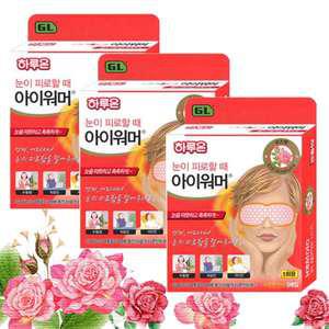 지엘 하루온 아이워머 로즈향 5매입X3개/따뜻한 온열 발열 안대 아이마스크 눈찜질 눈피로