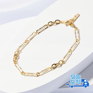 14K 18K 할로우 서클 비비안 콤비 체인 금 팔찌