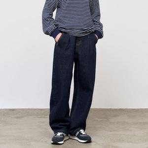 UNISEX 논페이드 커브드 데님 팬츠 [NAVY] / SBE1U11005NAW-WOMAN