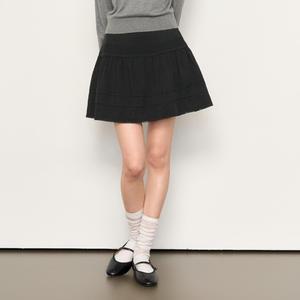 WOMAN 레이스 볼륨 셔링 미니스커트 [BLACK] / WBE1L13509