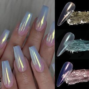 1 상자 반짝이 크롬 네일 파우더 화이트 펄 안료 파우더 손톱 거울 효과 DIY 반짝임 먼지 매니큐어 네일 Supplie