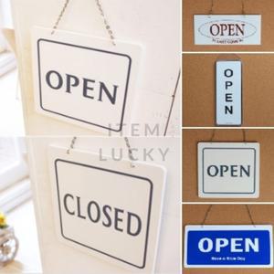 ITEM LUCKY OPEN/CLOSED 오픈클로즈 양면 사인걸이 가게 안내표지 가게 출입문 사인 영업중/닫힘 표시