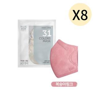 블루본 클래식 KF94 마스크 특대형 복숭아핑크 30매X8