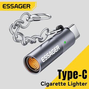 ESSAGER TYPE C 미니 라이터 텅스텐 와이어 공기 여행 불타는 안전 불꽃 없음 자동 차단 OTG 휴대폰과 호환 가능