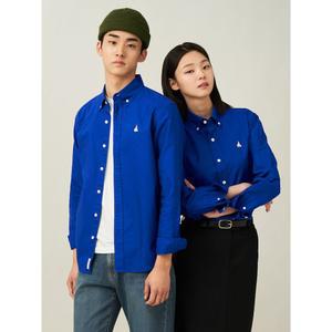 [빈폴] [Essential] 남녀공용 옥스퍼드 솔리드 셔츠 - 블루 (BC5164E05P)