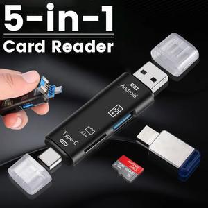 5 IN 다기능 USB 2.0 C USB 마이크로 USB TF SD 메모리 카드 리더기 USB OTG 카드 리더기 어댑터 휴대 전화 액세서리
