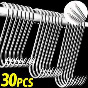 30/10PCS 날카로운 팁 후크 스테인레스 스틸 걸이S 후크 주방 고기 정육점 바베큐 돼지 고기 소시지 베이컨