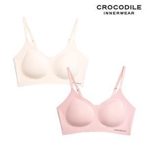 [크로커다일] 감탄브라 소프트 쿨인견 쉘론 패드일체형 스트랩 브라2종 베