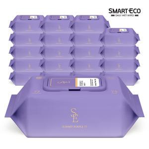 스마트에코 고평량 써밋75g 퍼플 77매 20팩 캡형 엠보 아기물티슈