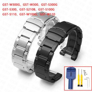 카시오 G-Shock GST-W300/400G B100 S310 S120 S110 W110 남성용 스트랩 스테인레스 스틸 금속 교체 시계