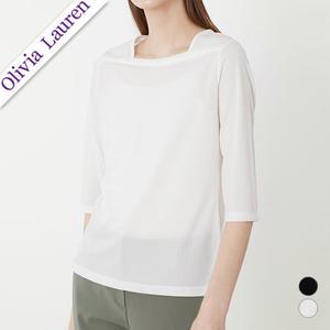 [올리비아로렌][올리비아로렌]네크포인트 골지티셔츠 VOBAL3M4136
