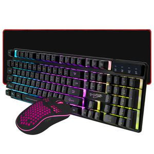 지클릭커 슈퍼 히어로 RGB 게이밍 키보드 마우스 위드 장패드 세트 블랙