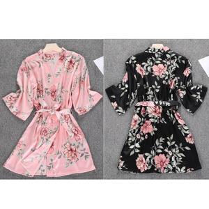 플라워 패턴 실크 골프가운 2color 샤워 로브 가운 여성용
