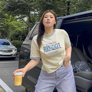 1+1[제작/빅사이즈]이블렛 뮤아린 배색 프린팅 티셔츠 제이스타일