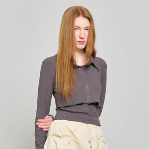 WOMAN 스냅 리브드 가디건 세트 [CHARCOAL] / WBD1L41547SET