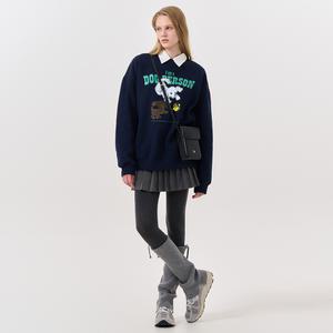 UNISEX 퍼피 오버핏 기모 맨투맨 [NAVY] / SBD4U02012-WOMAN