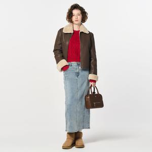 WOMAN 베이직 레더 무스탕 [BROWN] / WBD4L09515
