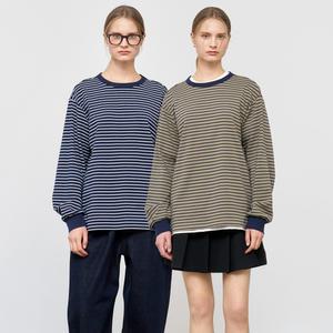 UNISEX 베이직 스트라이프 롱 슬리브 티 [3COL] / SBE1U01005-WOMAN