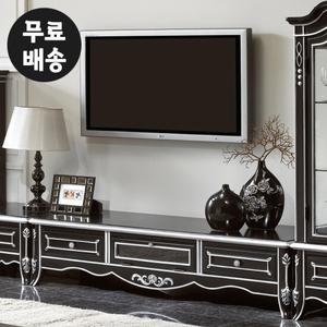 고급 블랙 엔틱 1단 tv다이 원목선반 거실장(1500)