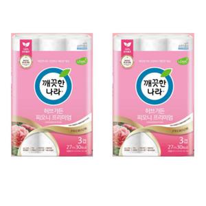 깨끗한나라 허브가든 벚꽃피오니 프리미엄 화장지(30롤x2팩)
