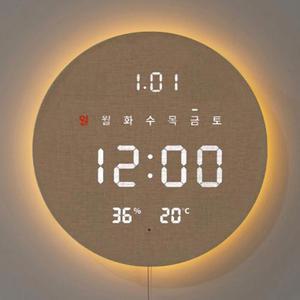플라이토 3세대 백라이트 터닝 원형 LED 벽시계 거실 벽걸이 인테리어 와이파이 온습도 벽시계 29cm