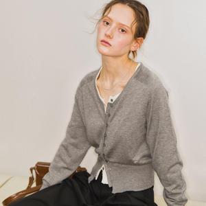 WOMAN 시그니처 브이넥 가디건 [MELANGE GREY] / WBE1L04508