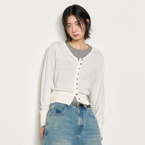 WOMAN 시그니처 브이넥 가디건 [WHITE] / WBE1L04508
