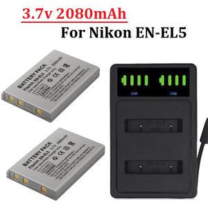 ENEL5 EN-EL5 EL5 배터리 듀얼 충전기 호환 니콘 쿨픽스 P530 P520 P510 P100 P500 P5000 P5100 P6000 3700