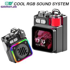 GAMINJA 무선 블루투스 금속 기계식 스피커 LED 디스플레이 화면 RGB 데스크탑 서브우퍼 지원 달력 알람 시