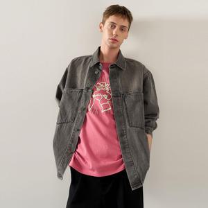 UNISEX 루즈핏 데님 셔츠 자켓 [GREY] / SBE1U07004-MAN