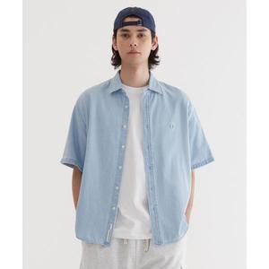커버낫 COVERNAT C 로고 데님 하프 셔츠 Light Blue CO2502SS3 308172