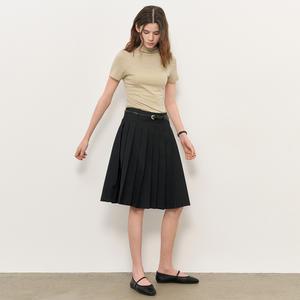 WOMAN 아세테이트 모크넥 슬림 반팔티 [BEIGE] / WBE2L01526