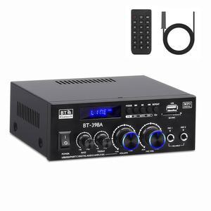 BT-398A 스테레오 앰프 수신기, 블루투스 시어터 스피커 라디오 카드 채널 60W+60W 앰프 /FM 정격 USB 사용 미니 전력 디지털 홈 5.0 사운드 SD 오디오 시스템용 2.0
