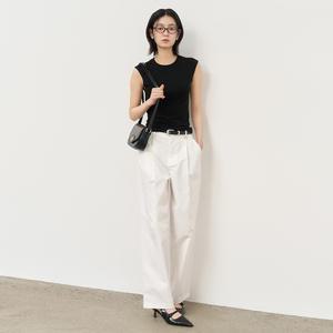 WOMAN 아세테이트 크루넥 슬리브리스 [BLACK] / WBE2L01533
