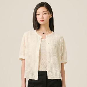 빈폴 레이디스 텍스처 라운드넥 재킷형 탑 - 화이트 BF5465C551 국내매장판 1480673