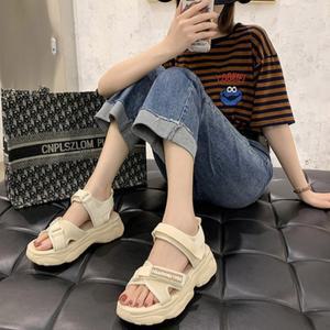 여성 6cm 쿠션 스트랩 샌들 여름샌들 발편한 샌들 230-250사이즈 블랙 베이지