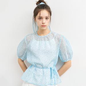 WOMAN 시스루 플라워 스카프 블라우스 [SKY BLUE] / WBE2L03528