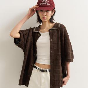 UNISEX 스티치 카라 크로셰 가디건 [BROWN] / SBE2U04012-WOMAN
