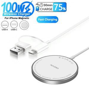 Z플립5맥세이프케이스 호환 플립5맥세이프케이스 100W 자기 무선 충전기 패드 USB + Magsafe iPhone 용 유