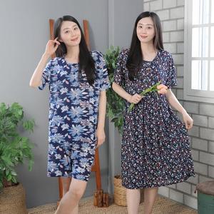 시원한 빙 원피스 5부세트 여성 홈웨어 랜덤 원피스 할머니 냉장고바지 꽃무늬 시원한잠옷 냉감홈웨어