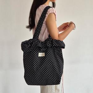 비아나 도트 에코백 프릴 빈티지 데일리 숄더 가방